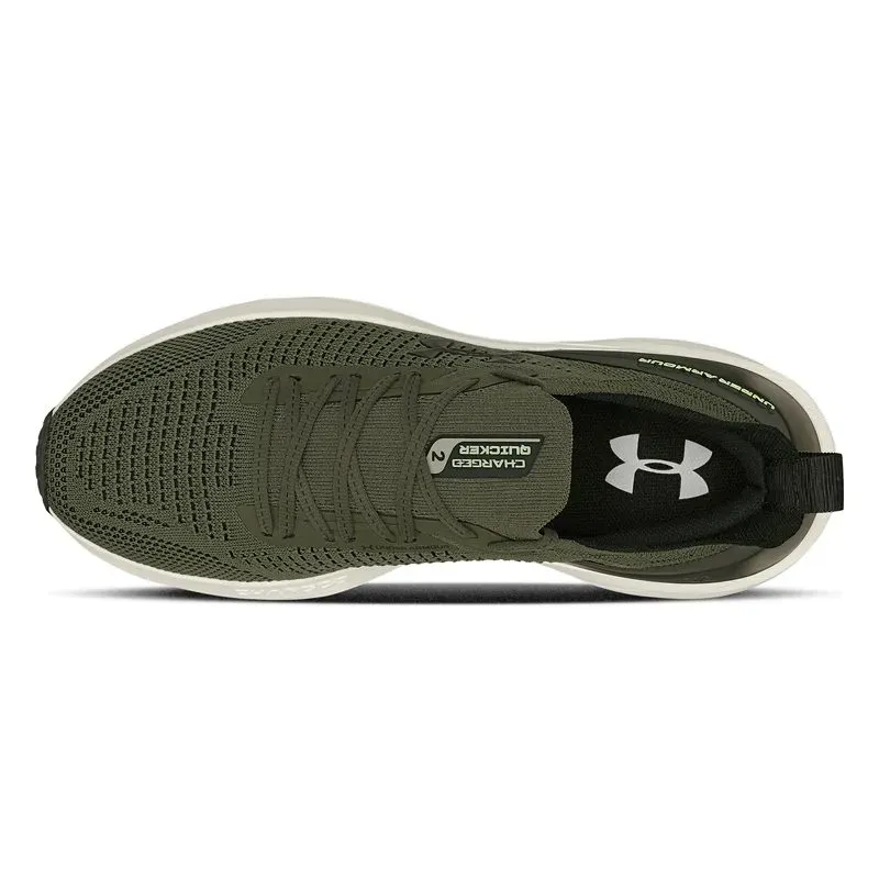 Tênis Under Armour Charged Quicker masculino verde oliva mostrando sola e design